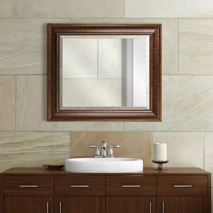 Mirrors * | American Art Decor Bentley Bronze Beveled Wall Vanity Mirror