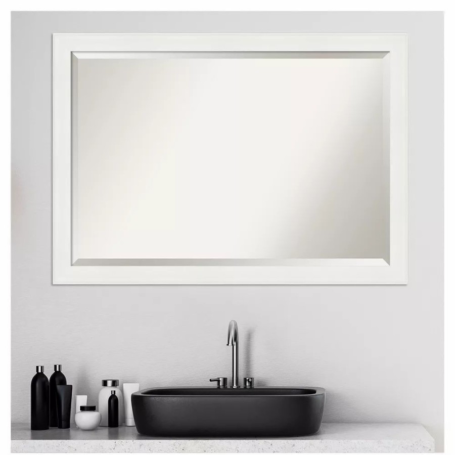 Mirrors * | Amanti Art Narrow Vanity White Bathroom Vanity Wall Mirror