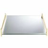 Kitchen & Dining Room * | 11.75In Mirror Square Tray With Gold Handles Home