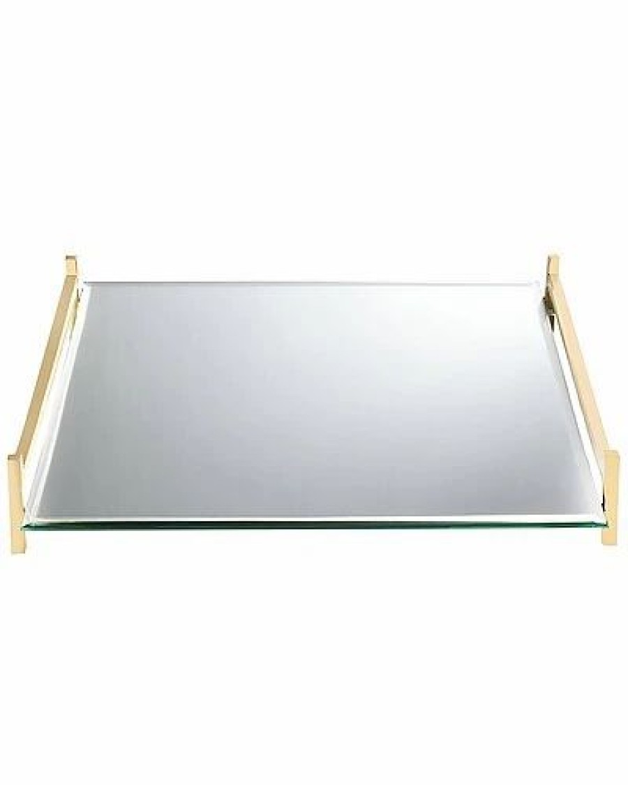 Kitchen & Dining Room * | 11.75In Mirror Square Tray With Gold Handles Home