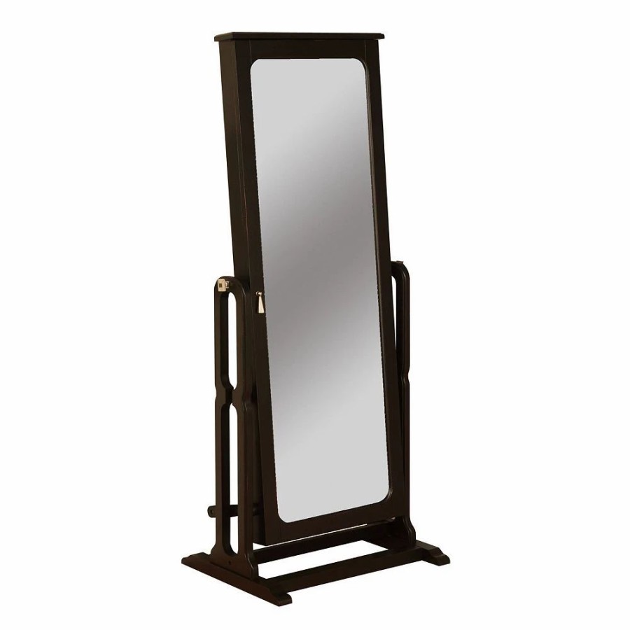 Furniture * | Linon Cheval Jewelry Storage Floor Mirror Black