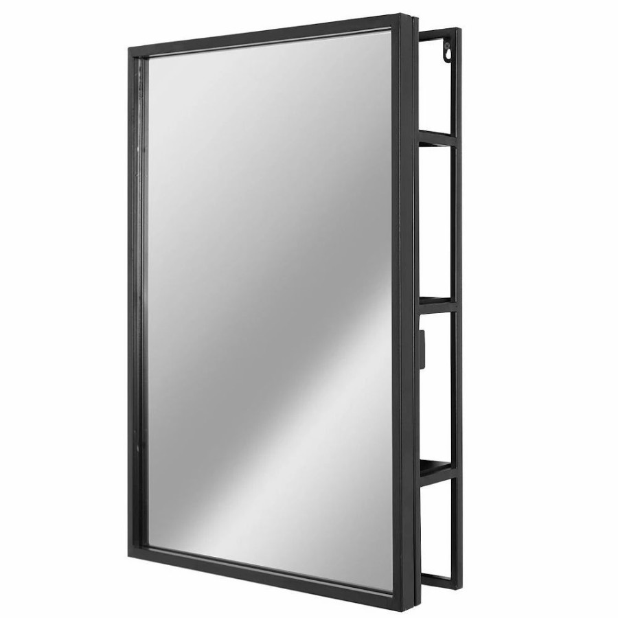 Mirrors * | Head West Metal Frame Rectangle Vanity Wall Mirror With Shelves