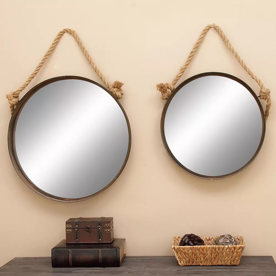 Mirrors * | Stella & Eve Round Rope Wall Mirror 2-Piece Set