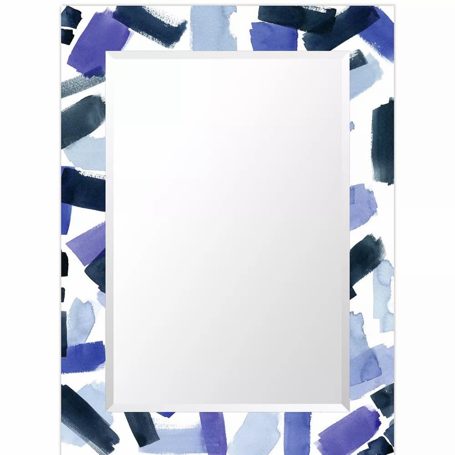 Mirrors * | Empire Art Direct Cerulean Strokes Rectangular Beveled Wall Mirror