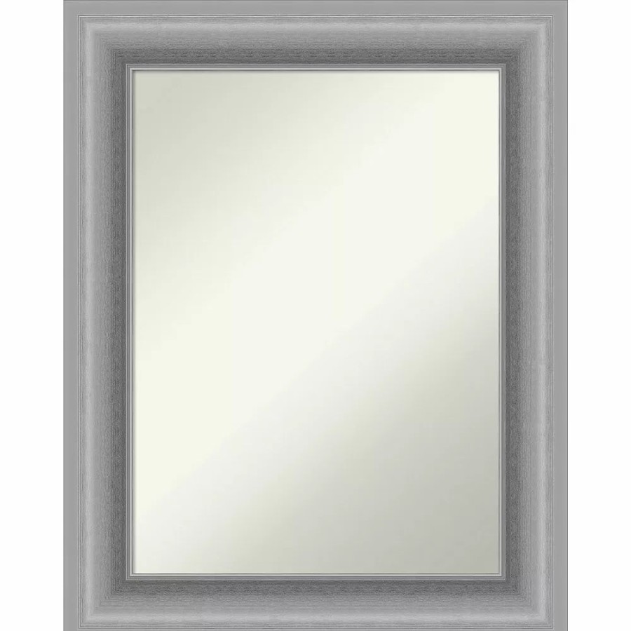 Mirrors * | Amanti Art Non-Beveled Bathroom Wall Mirror Peak Polished Nickel Frame