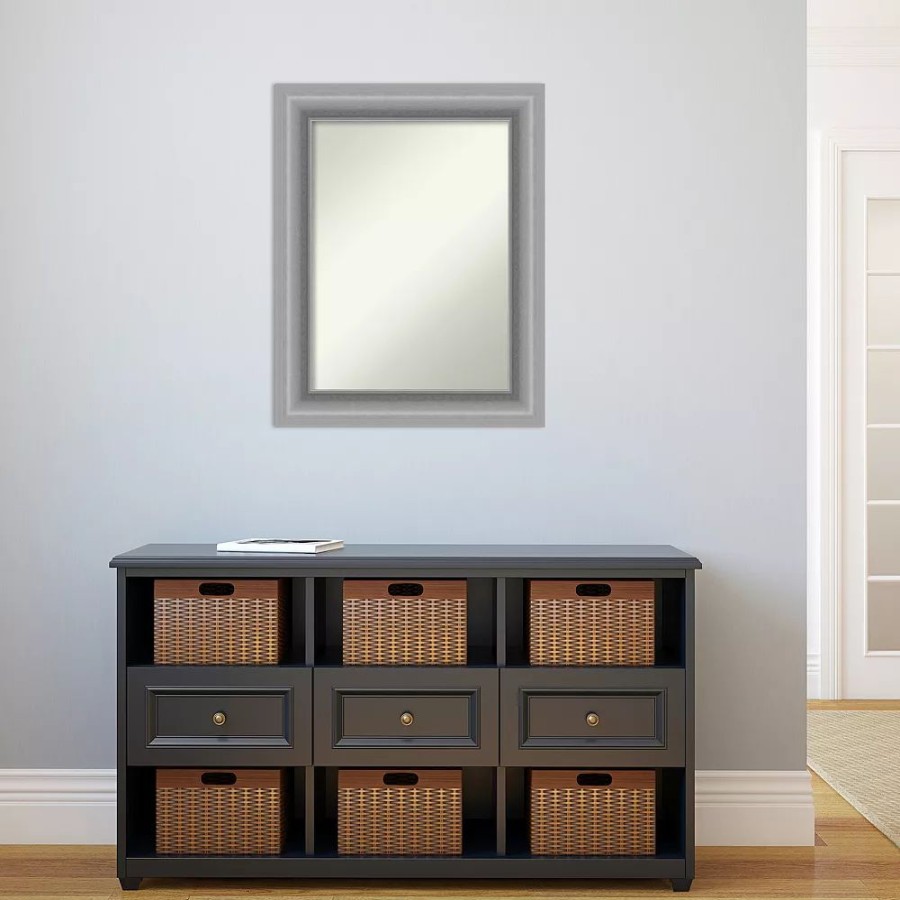 Mirrors * | Amanti Art Non-Beveled Bathroom Wall Mirror Peak Polished Nickel Frame