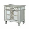 Furniture * | Mirror Accented Wooden Nightstand With 3 Storage Drawers, Silver