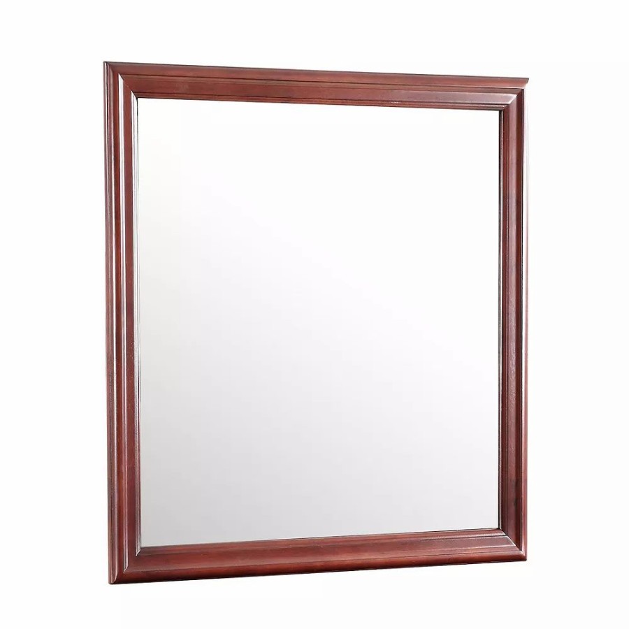 Furniture * | Passion Furniture Classic Square Wood Framed Dresser Mirror, 38 In. X 38 In. Cherry