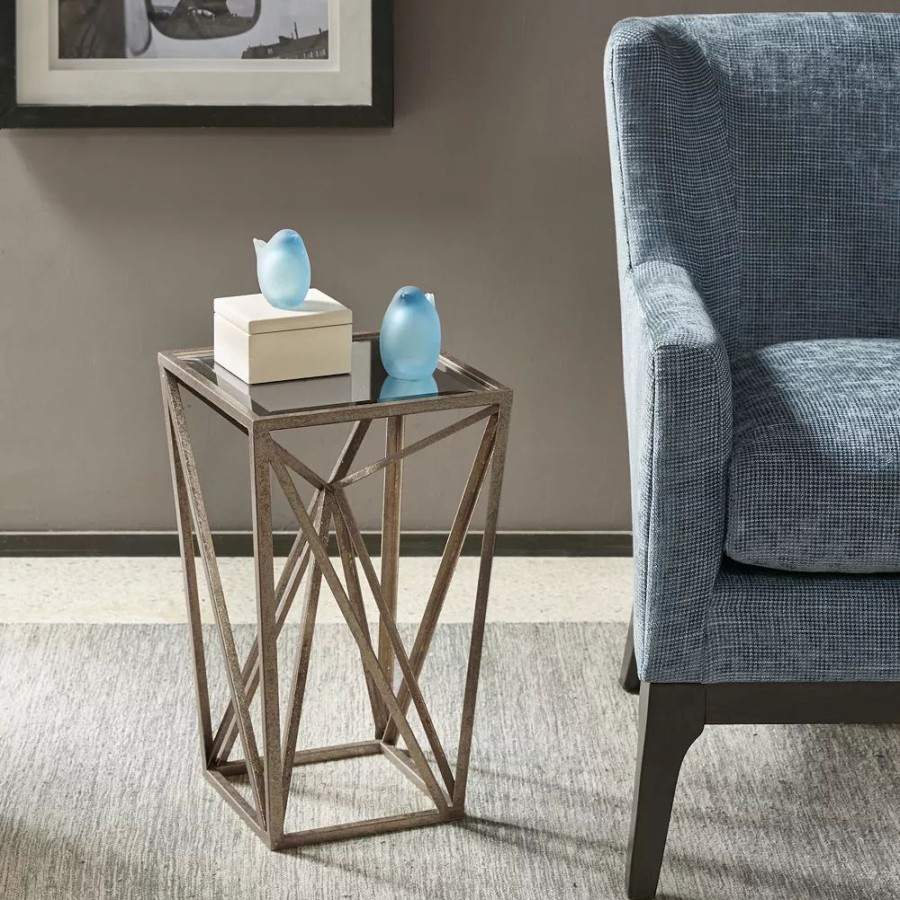 Furniture * | Madison Park Maxx Metallic Angular Mirror End Table