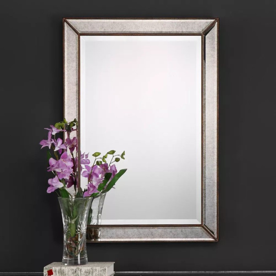 Mirrors * | Bevel Antique Bronze Detail Facets Wall Mirror