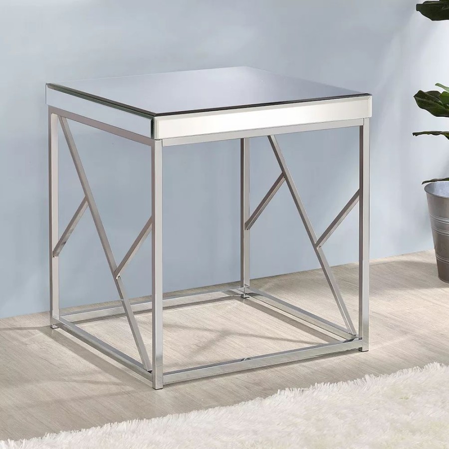 Furniture * | Steve Silver Co. Evelyn Mirror-Top End Table