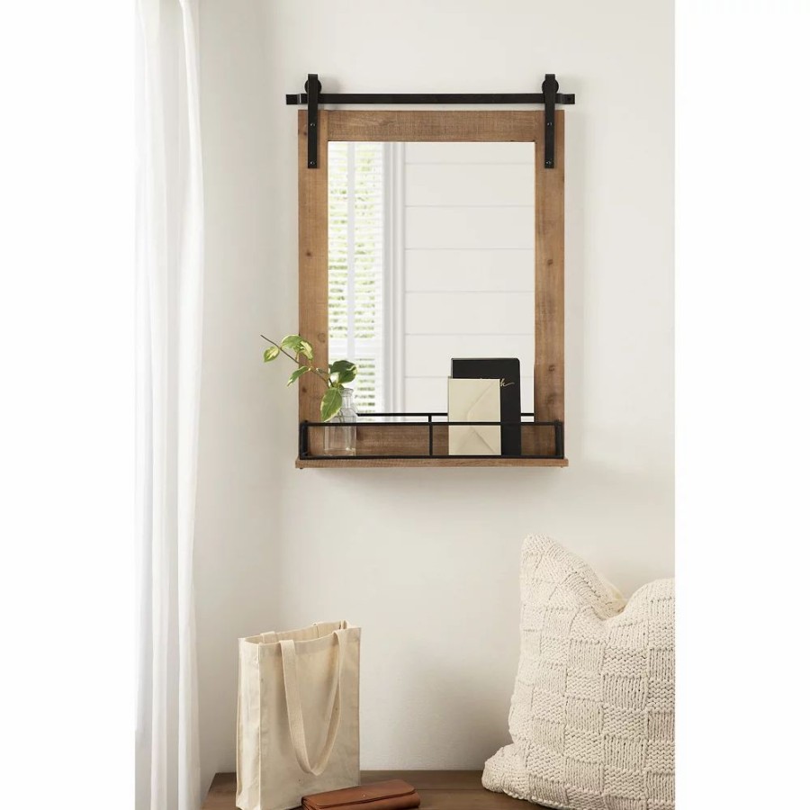 Mirrors * | Kate And Laurel Cates Barn Door Wall Mirror