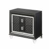 Furniture * | 2 Drawer Wooden Nightstand With Mirror Accents And Diamond Pattern, Black