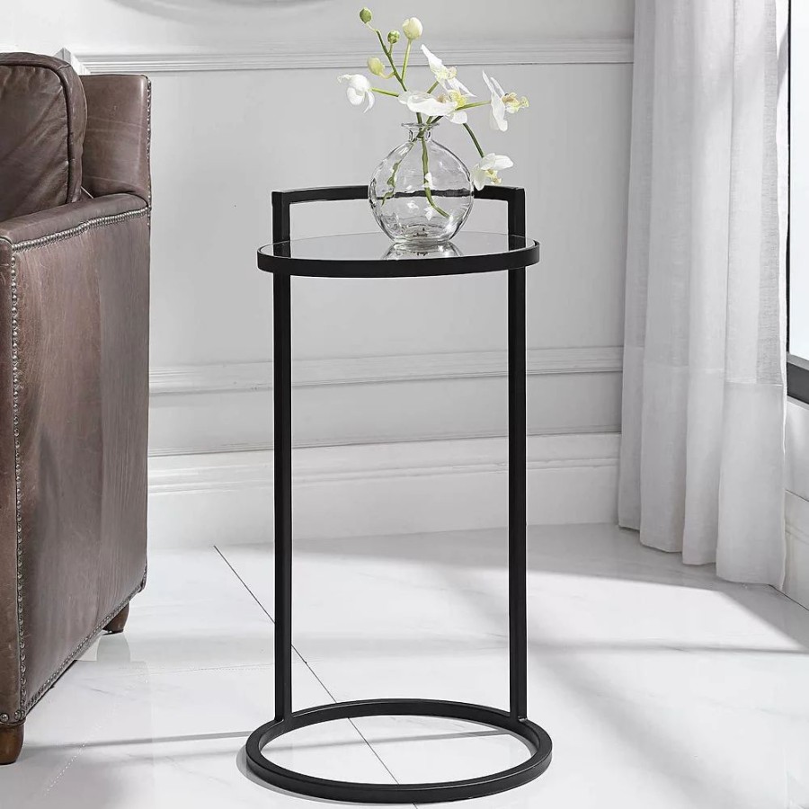 Furniture * | Mirror-Top Iron Accent Table