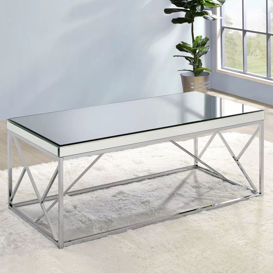 Furniture * | Steve Silver Co. Evelyn Mirror Top Cocktail Table