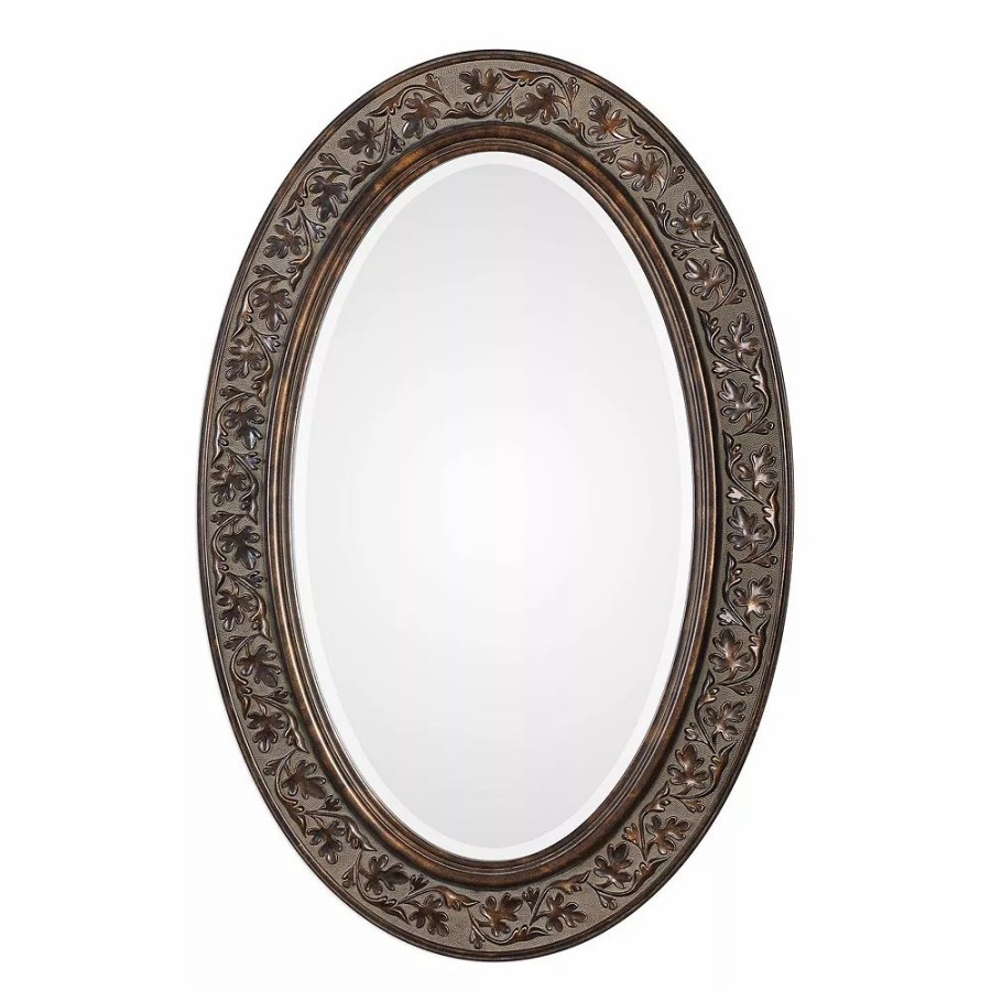 Mirrors * | Bronze Finish Oval Frame Wall Mirror