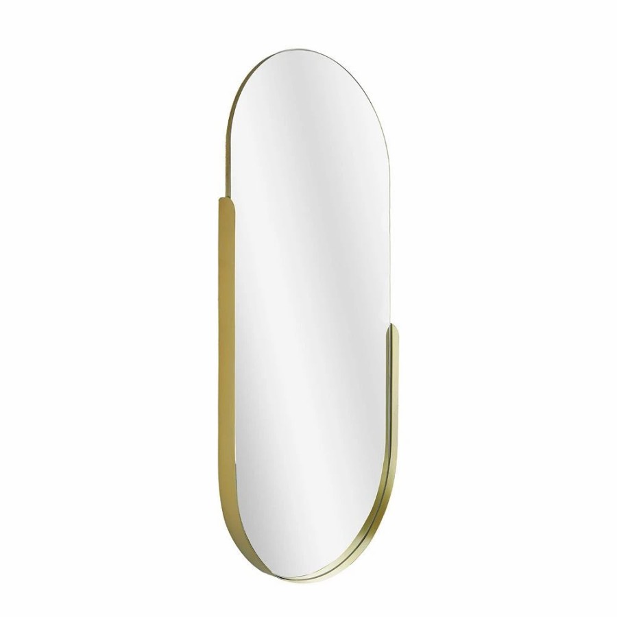 Mirrors * | Head West Thin Gold Partial Framed Oval Wall Mirror