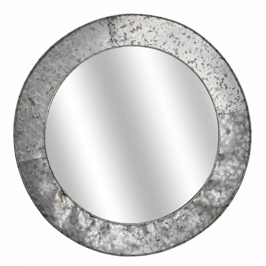 Mirrors * | American Art Decor Galvanized Round Wall Mirror