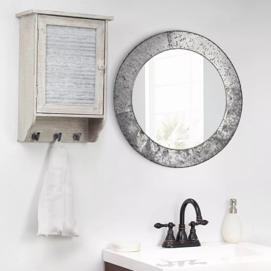 Mirrors * | American Art Decor Galvanized Round Wall Mirror