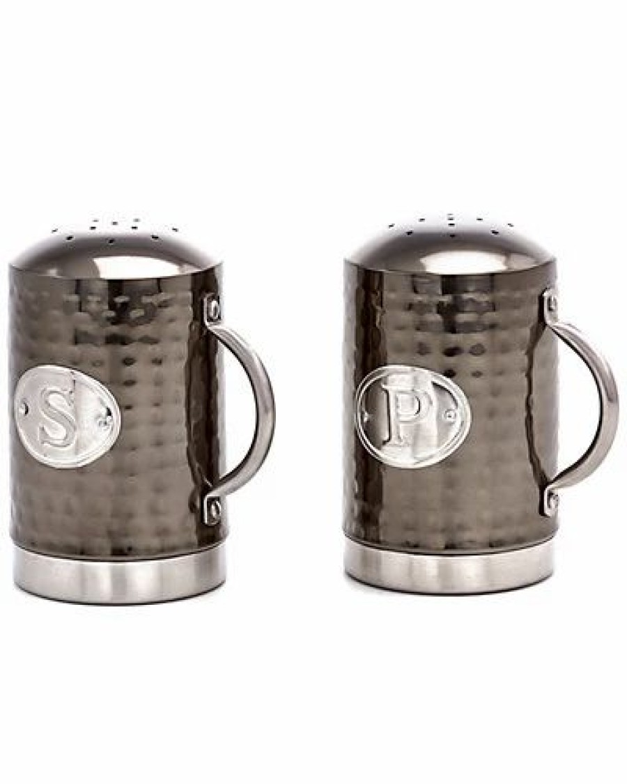 Kitchen & Dining Room * | Hammered Black Mirror Stovetop Salt & Pepper Set Home