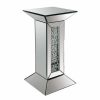 Furniture * | 24 Inch Modern End Table, Square Mirror Top, Faux Crystals Inlay, Silver