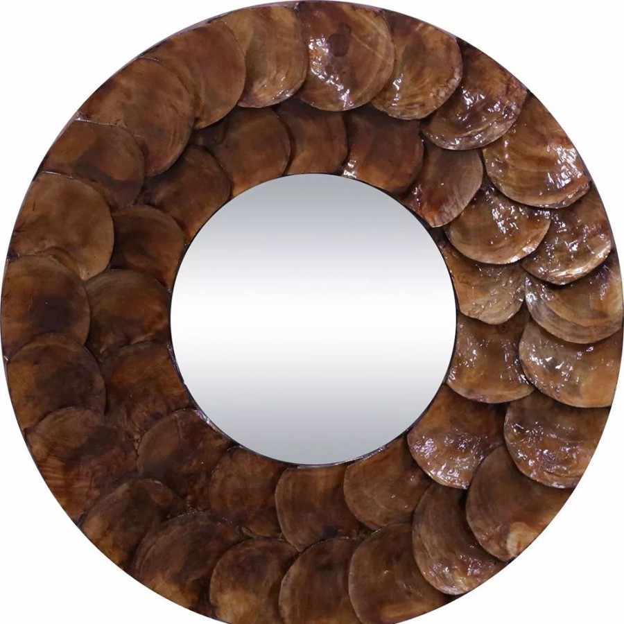 Mirrors * | La Pastiche Bronze Finish Aeolian Faux Mother Of Pearl Wall Mirror