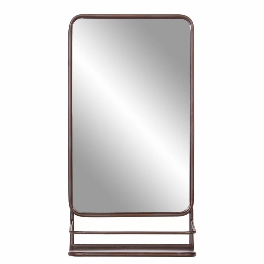 Mirrors * | Patton Bronze Metal Accent Wall Mirror With Shelf