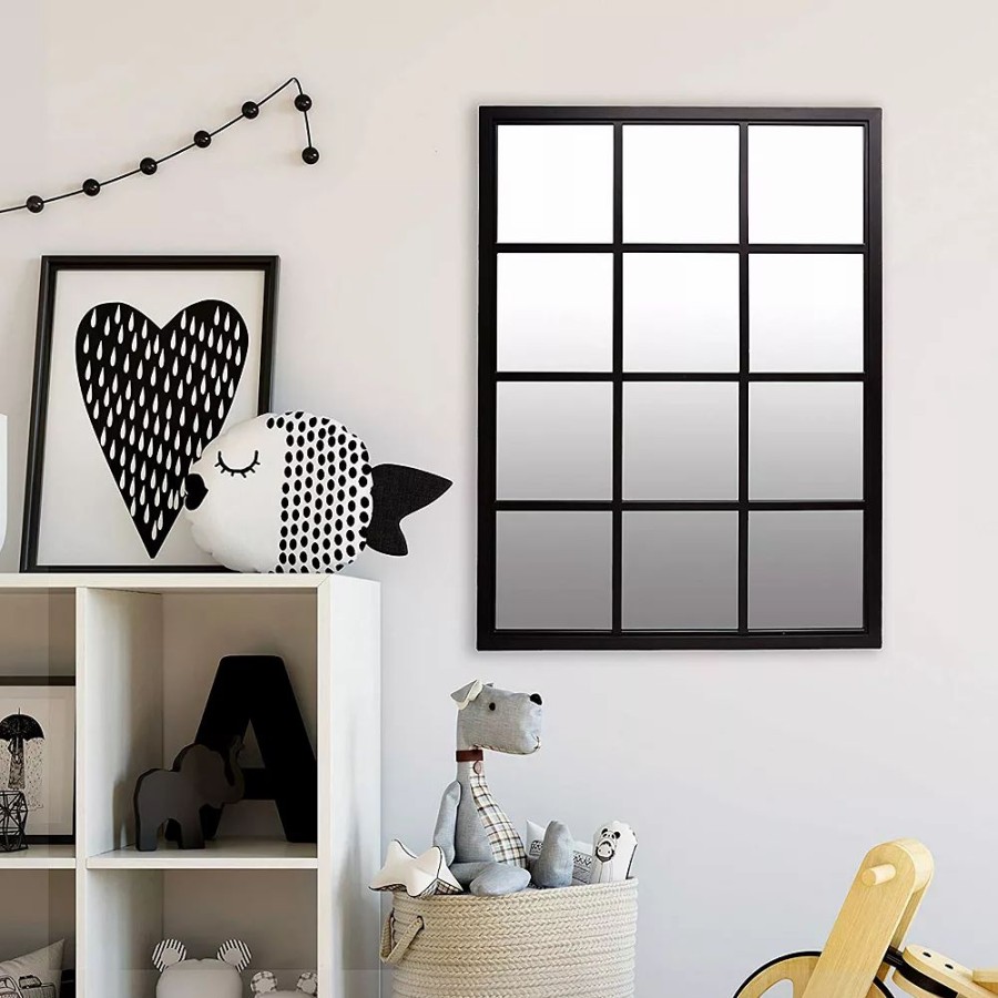 Mirrors * | Patton Classic Black Windowpane Mirror