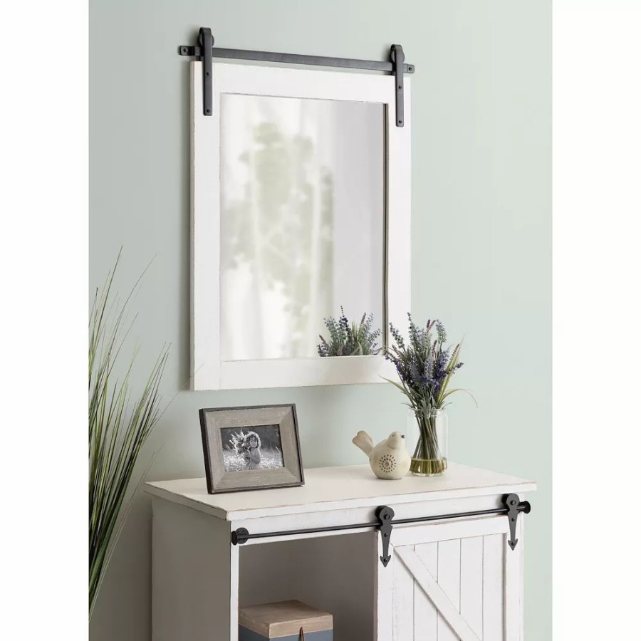 Mirrors * | Kate And Laurel Cates Farmhouse Barn Door Wall Mirror