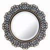 Mirrors * | Stonebriar Collection Round Black Metal Lace Wall Mirror