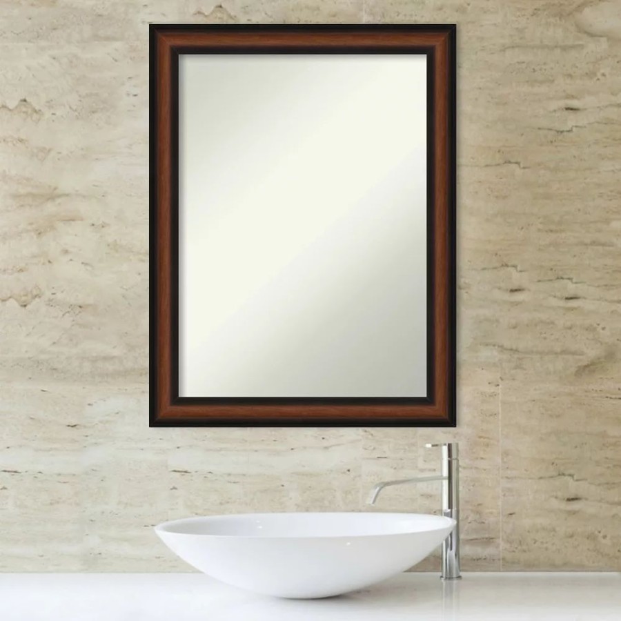 Mirrors * | Amanti Art Yale Walnut Finish Bathroom Wall Mirror