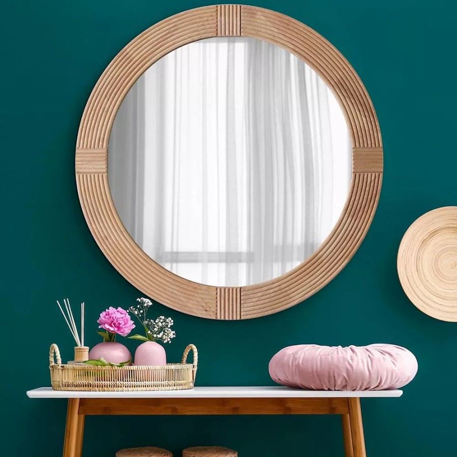 Mirrors * | Head West Farmhouse Framed Round Wall Mirror