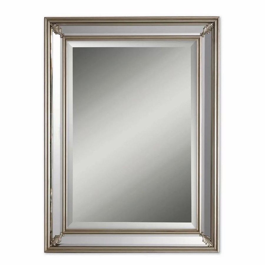 Mirrors * | Antiqued Silver Leaf Edged Wall Mirror