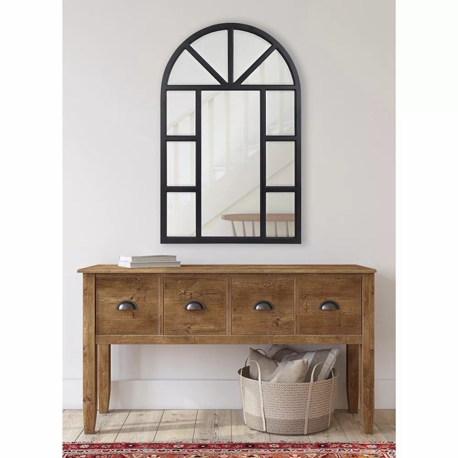 Mirrors * | Kate And Laurel Hogan Arch Windowpane Wall Mirror