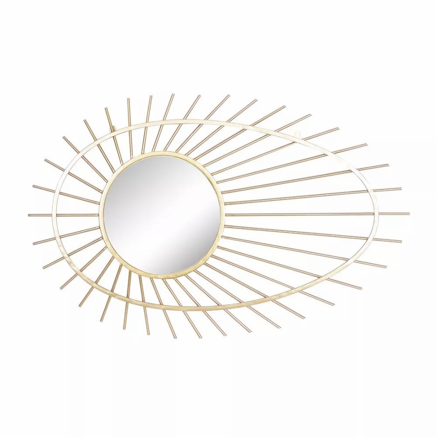 Mirrors * | Cosmoliving By Cosmopolitan Gold Finish Contemporary Wall Mirror