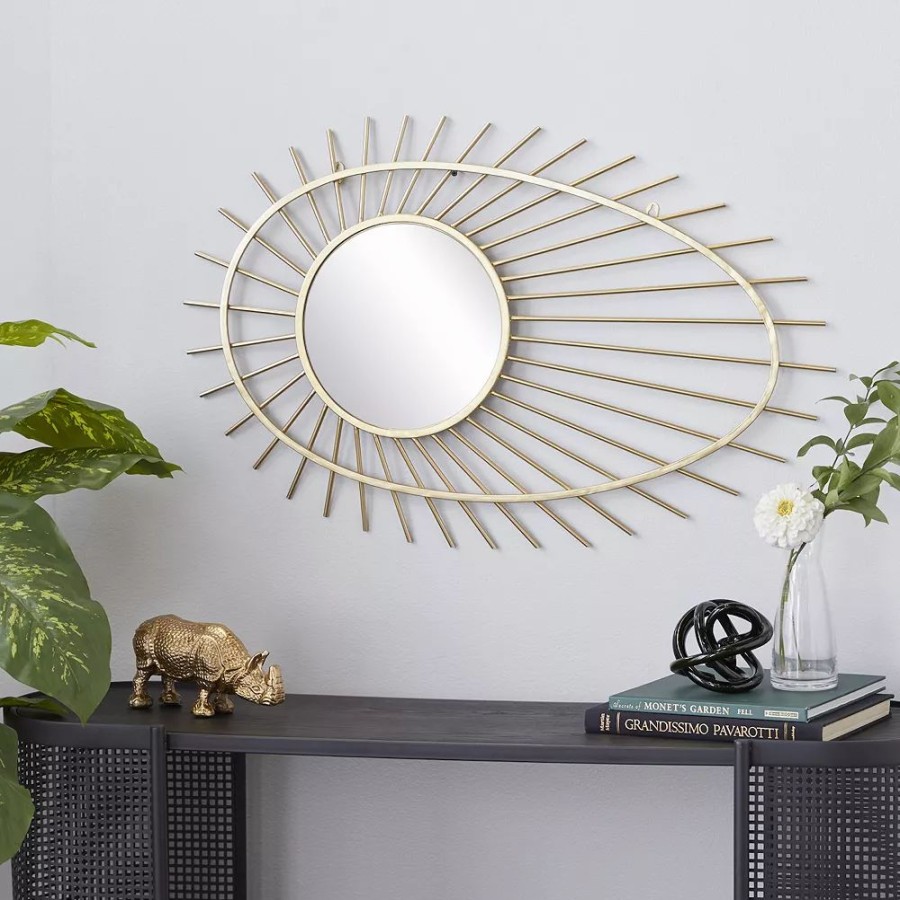 Mirrors * | Cosmoliving By Cosmopolitan Gold Finish Contemporary Wall Mirror