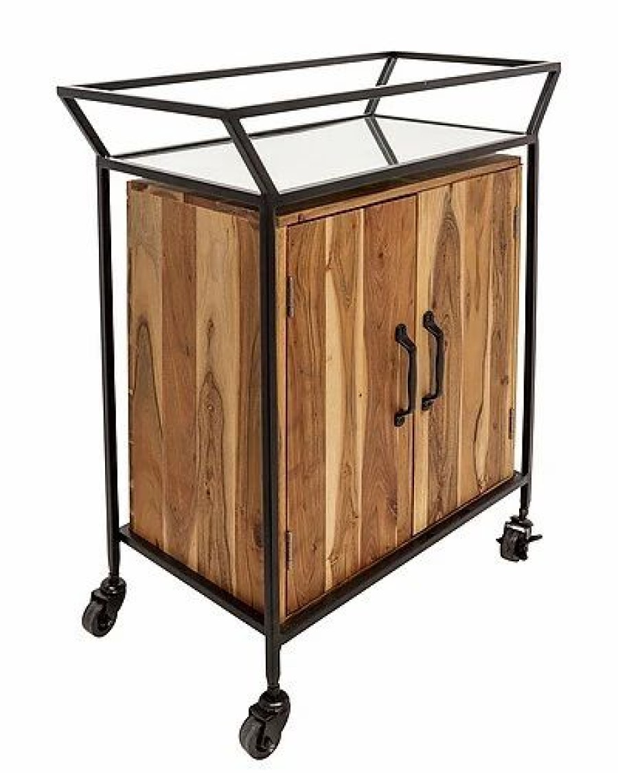 Kitchen & Dining Room * | 2-Door Bar Cart W/ Mirror