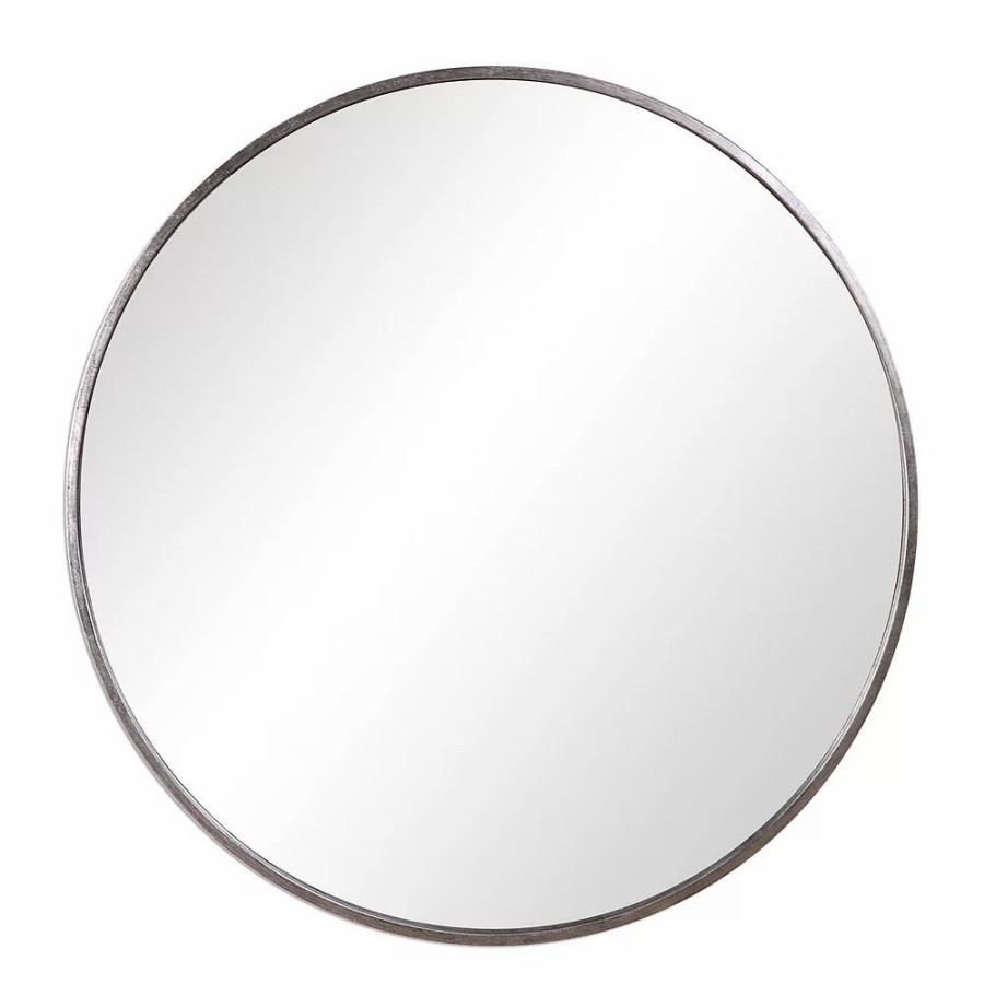 Mirrors * | Antique Silver Finished Narrow Round Wall Mirror