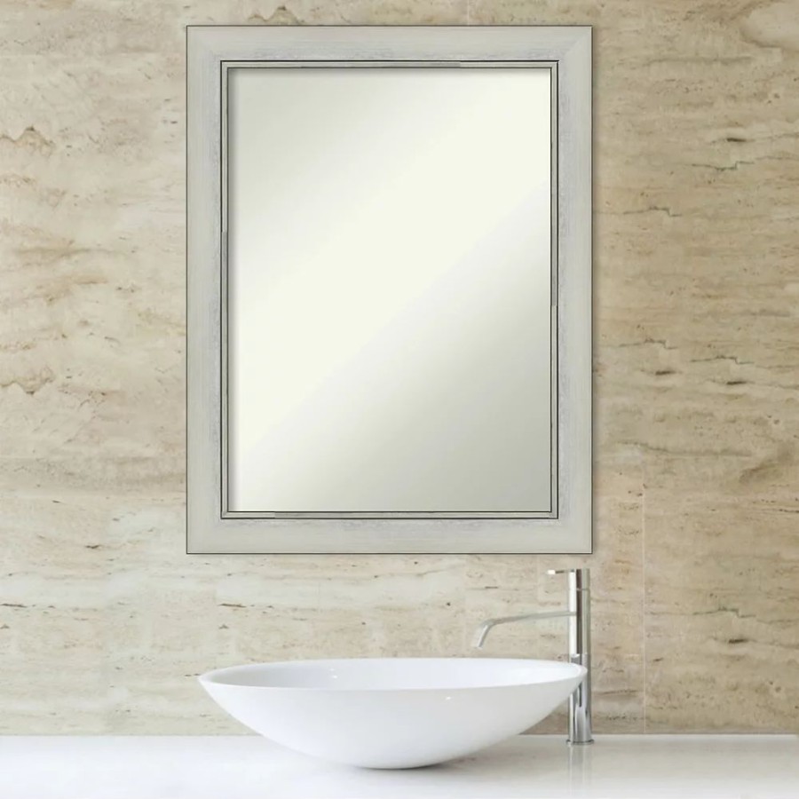 Mirrors * | Amanti Art Non-Beveled Bathroom Wall Mirror Flair Polished Nickel Frame