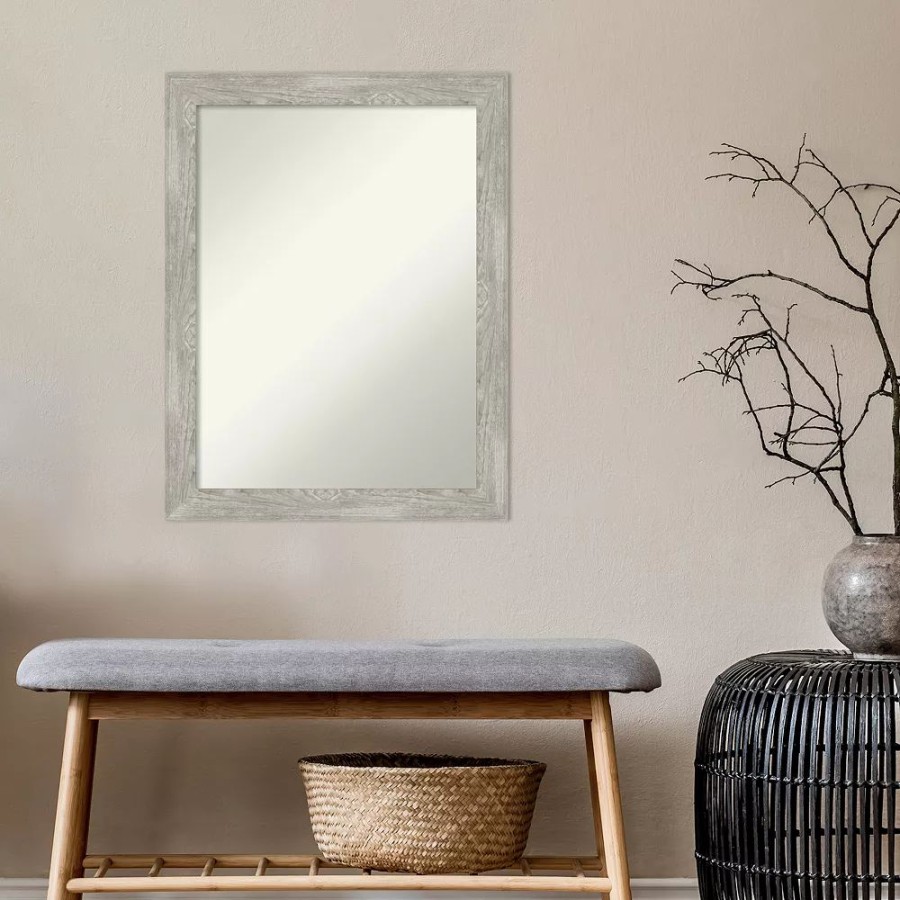 Mirrors * | Amanti Art Dove Gray Wash Narrow Bathroom Wall Mirror