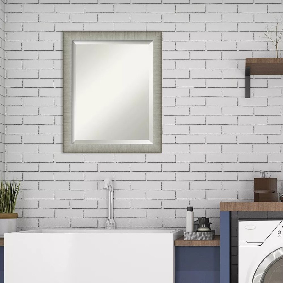 Mirrors * | Amanti Art Elegant Brushed Framed Vanity Bathroom Wall Mirror