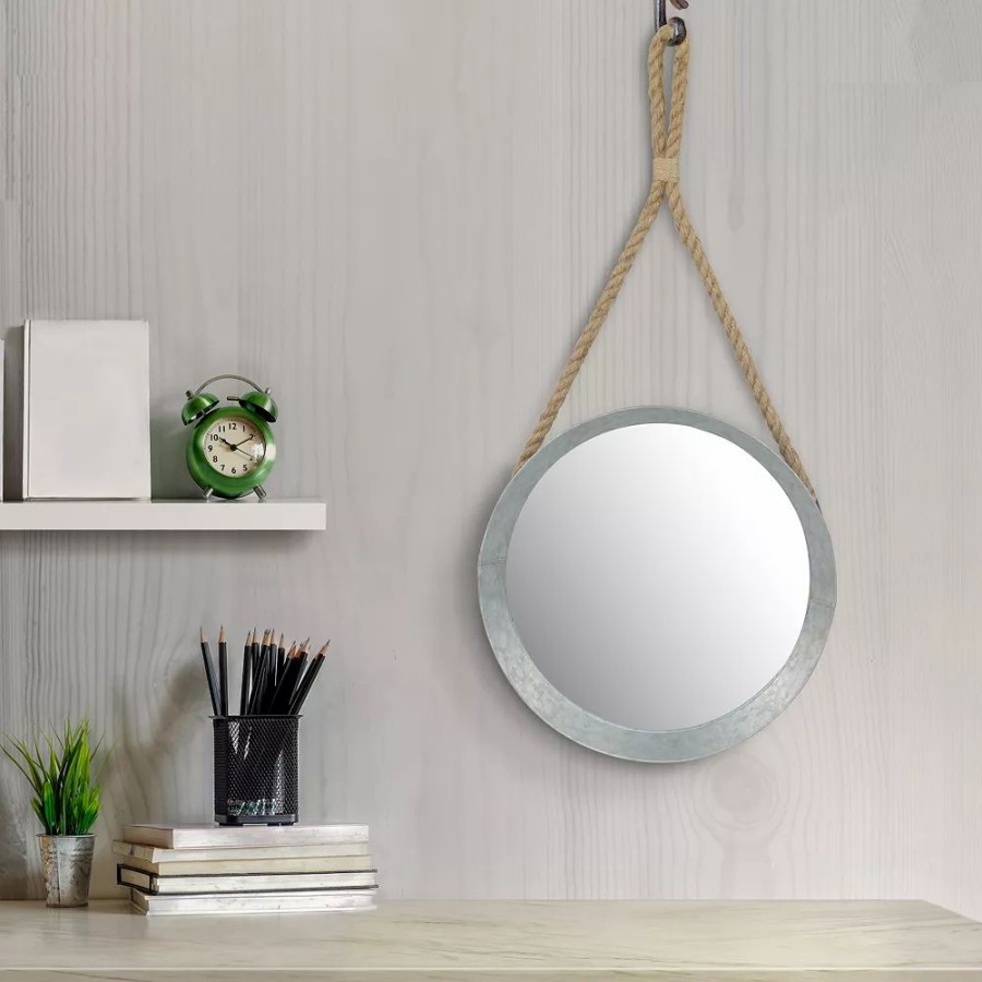 Mirrors * | Stonebriar Collection Galvanized Metal Wall Mirror