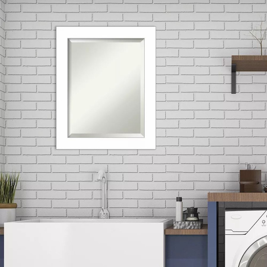 Mirrors * | Amanti Art Wedge White Framed Bathroom Vanity Wall Mirror