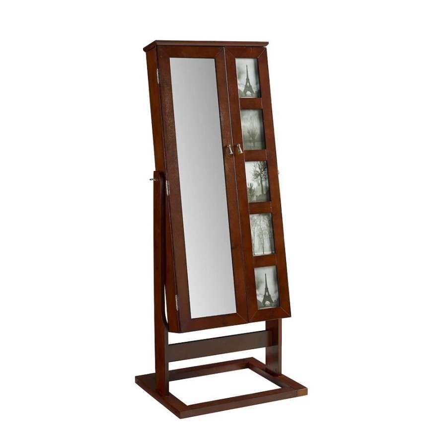 Furniture * | Jewelry Armoire 5-Opening Frame Cheval Floor Mirror Cherry