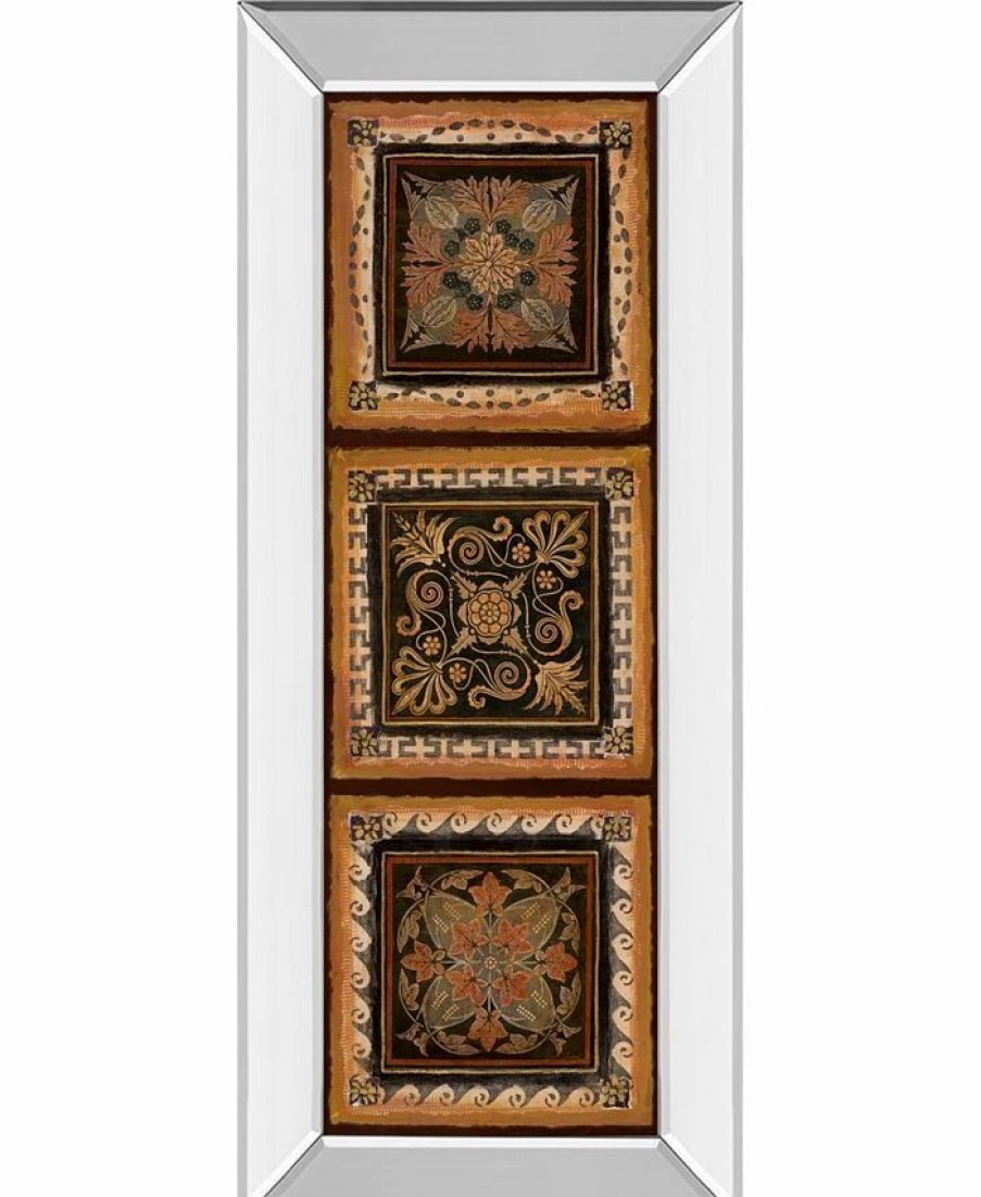 All Wall Decor * | Folk Art Panel Il By Tava Studios Mirror Framed Print Wall Art 18 X 42 Brown