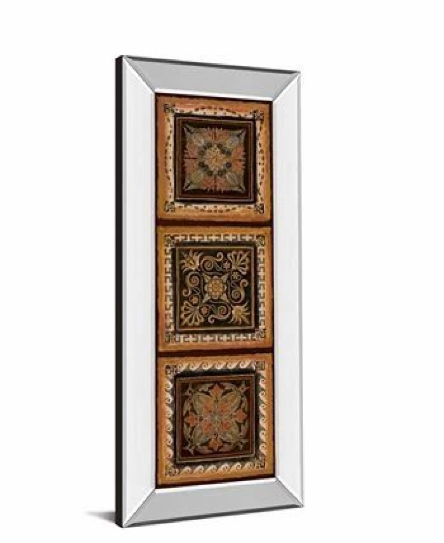 All Wall Decor * | Folk Art Panel Il By Tava Studios Mirror Framed Print Wall Art 18 X 42 Brown