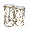 Furniture * | Cheung'S Contemporary Metal Nesting Tables With Curved Repeating Pattern And Top Mirror, Set Of 2