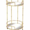 Kitchen & Dining Room * | Gold Iron And Mirror Traditional Bar Cart Home