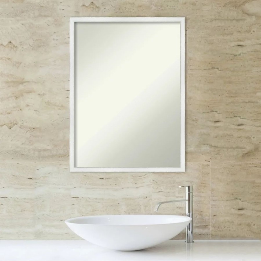 Mirrors * | Amanti Art Non-Beveled Wood Bathroom Wall Mirror Breeze Distressed White Frame