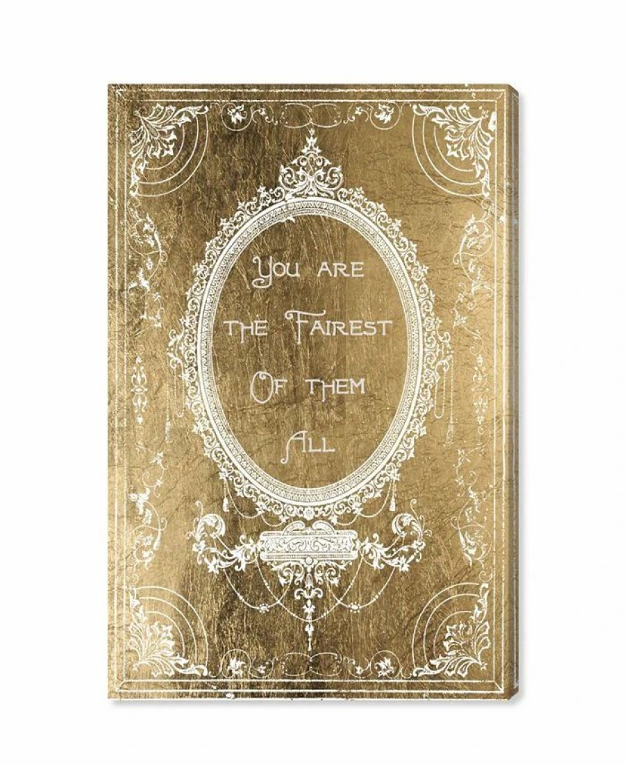 All Wall Decor * | Mirror Queen Quote Giclee Print On Gallery Wrap Canvas Art Gold